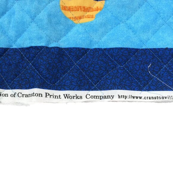 Vintage Dream Spinners VIP Cranston Fabric Panel Quilted Trains Blue 34x43 In - Picture 7 of 10